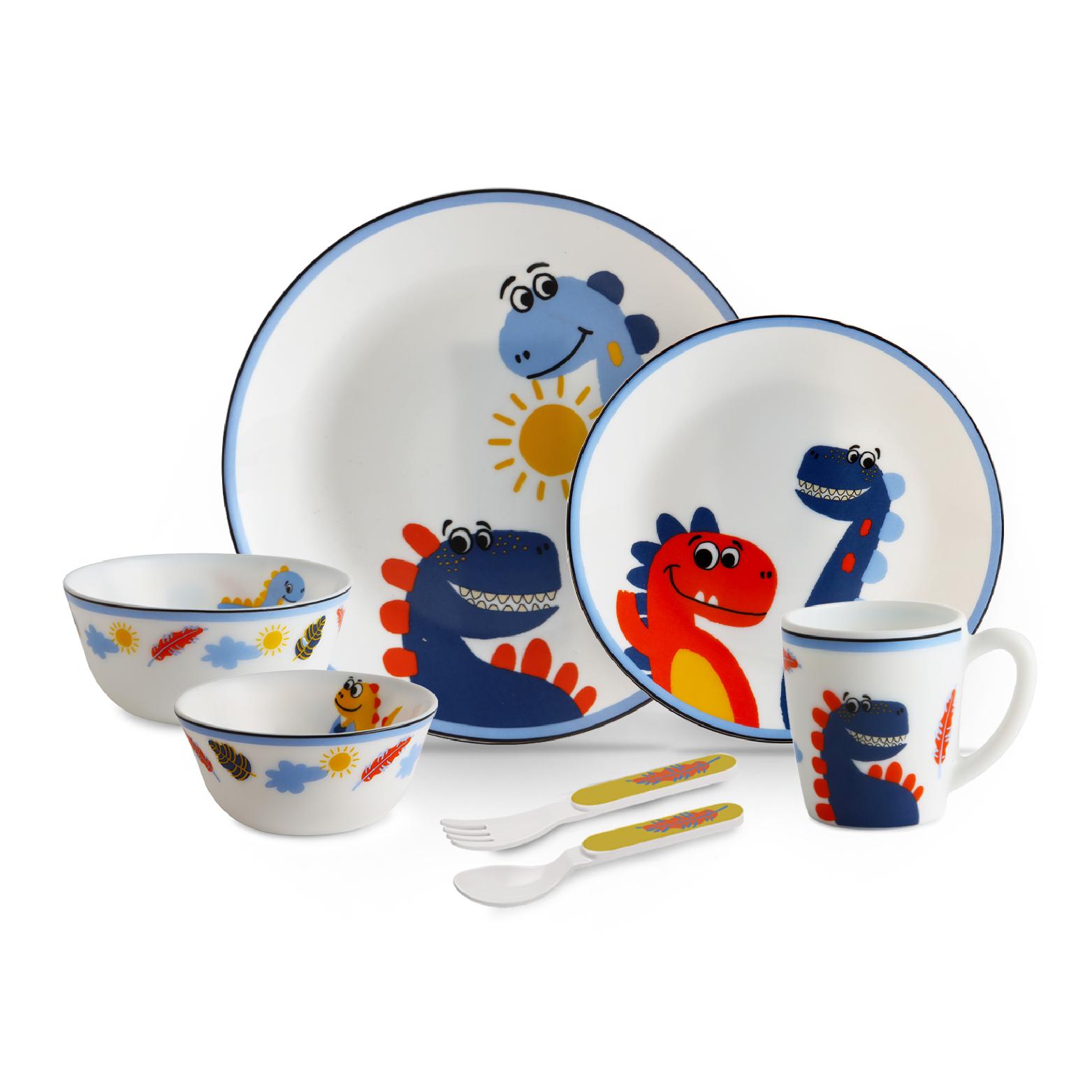 Kids Opal Dinner Set, 7 Pieces Fossil Friends / 7Pcs