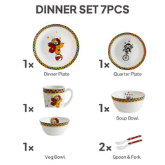 Kids Opal Dinner Set, 7 Pieces Circus Stars / 7Pcs